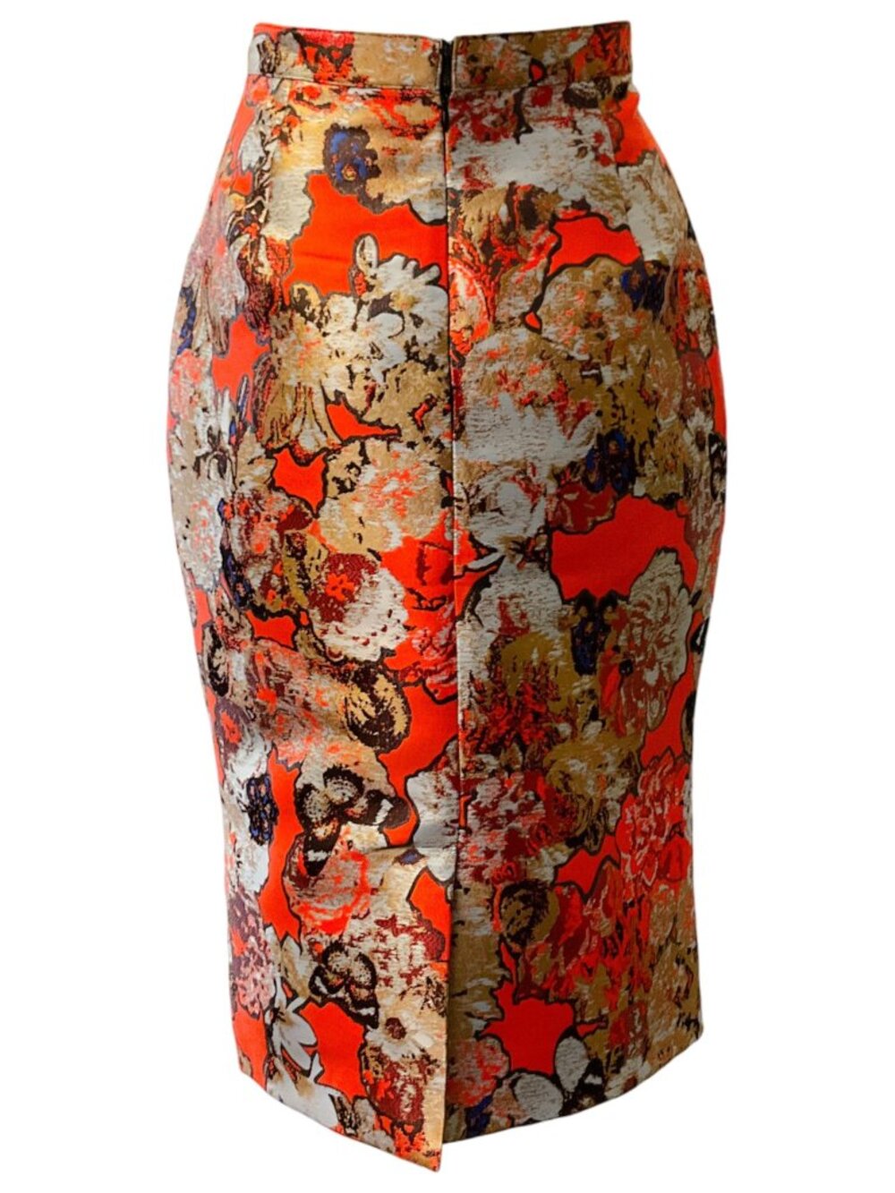 Givenchy Orange Multi Jacquard Pencil Skirt - Picture 3 of 4